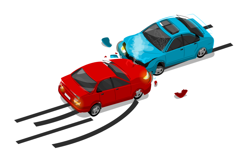 Insurance claim concept — accident, paperwork, and a price tag
